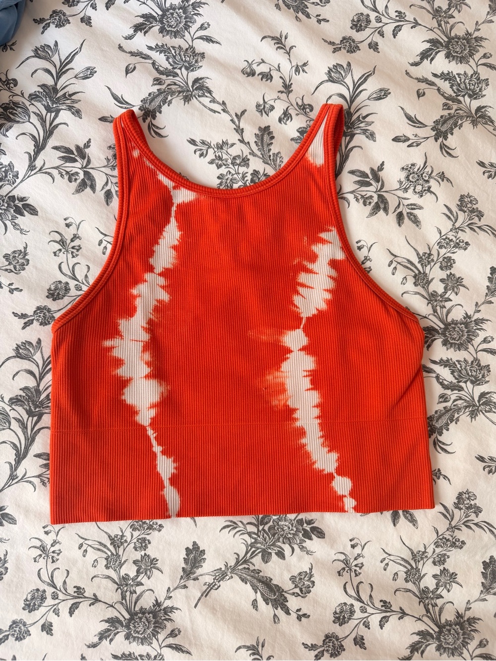 Orange Tie-Dye Ribbed Tank Top